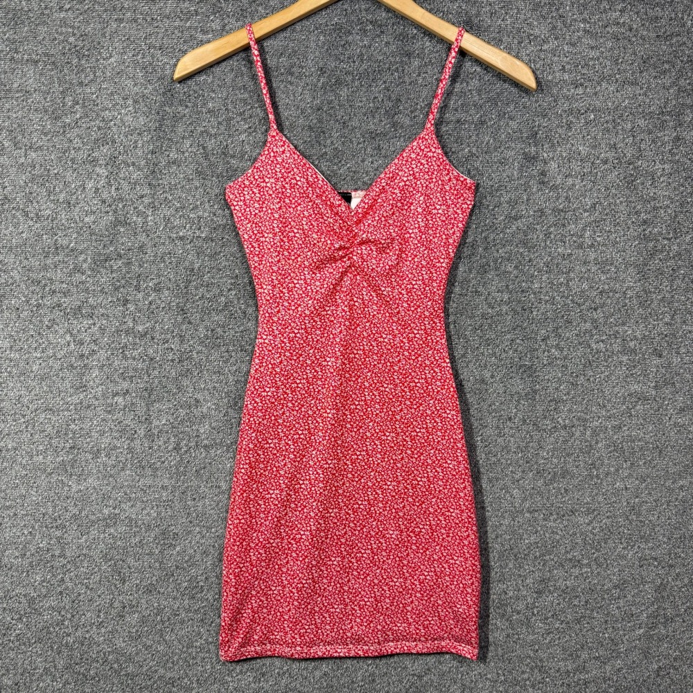 Windsor Mini Dress Small Red Floral Bodycon V-Neck Ruched Bust